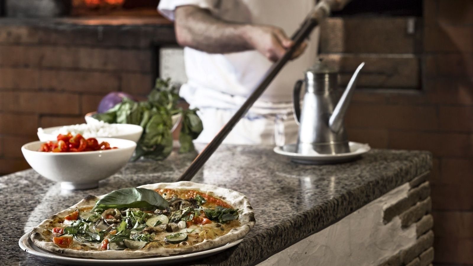 pizza from the wood-fired oven